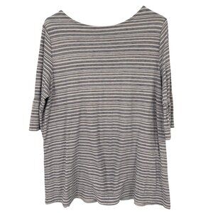 J. JILL Womens Striped 3/4 Sleeve Boat Neck Top Size Medium blue Cotton Blend